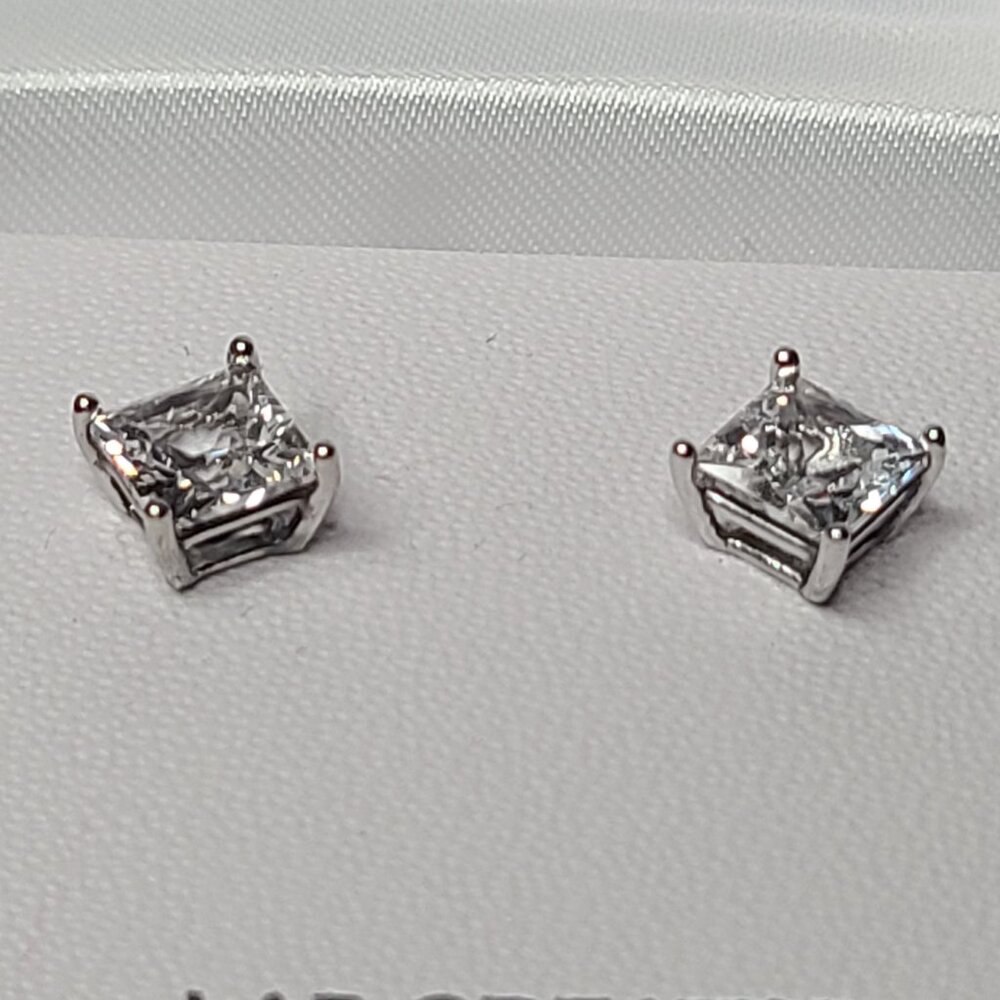 2.5 CT.T.W. Princess Cut Sapphire sterling Silver earrings